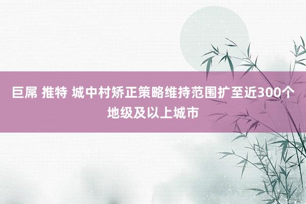 巨屌 推特 城中村矫正策略维持范围扩至近300个地级及以上城市