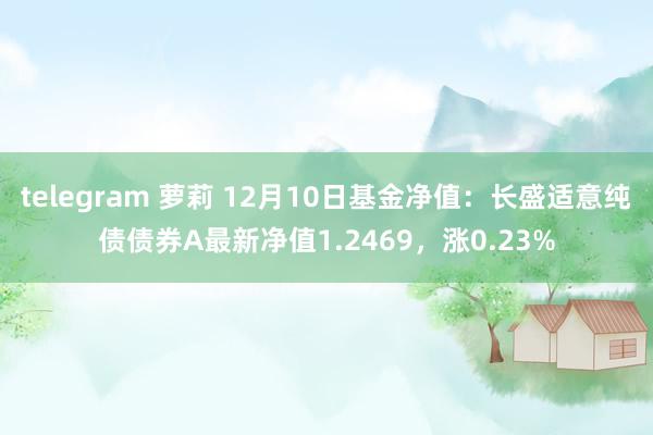 telegram 萝莉 12月10日基金净值：长盛适意纯债债券A最新净值1.2469，涨0.23%