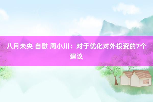 八月未央 自慰 周小川：对于优化对外投资的7个建议