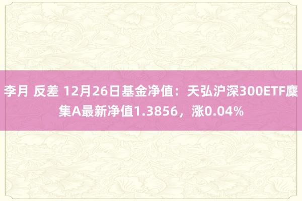 李月 反差 12月26日基金净值：天弘沪深300ETF麇集A最新净值1.3856，涨0.04%