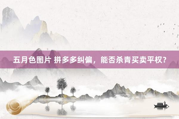 五月色图片 拼多多纠偏，能否杀青买卖平权？