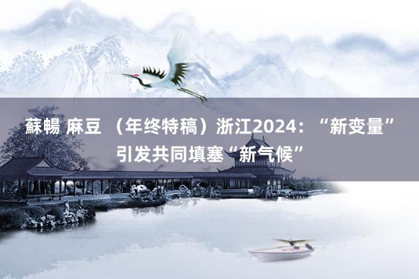 蘇暢 麻豆 （年终特稿）浙江2024：“新变量”引发共同填塞“新气候”