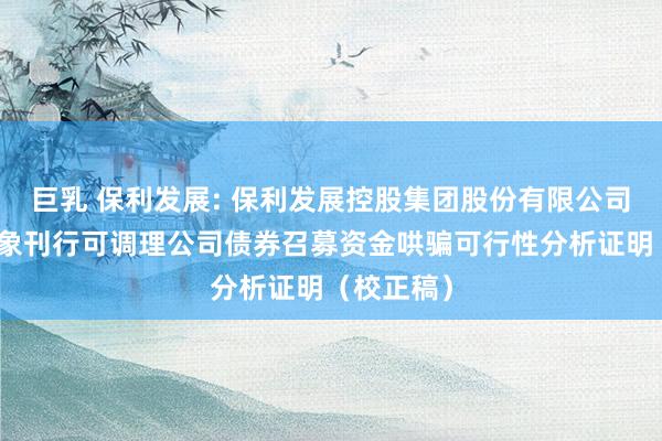 巨乳 保利发展: 保利发展控股集团股份有限公司向特定对象刊行可调理公司债券召募资金哄骗可行性分析证明（校正稿）