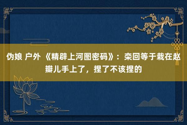 伪娘 户外 《精辟上河图密码》：栾回等于栽在赵瓣儿手上了，捏了不该捏的