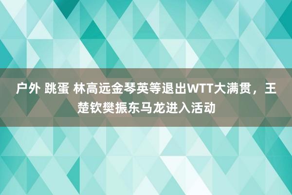 户外 跳蛋 林高远金琴英等退出WTT大满贯，王楚钦樊振东马龙进入活动