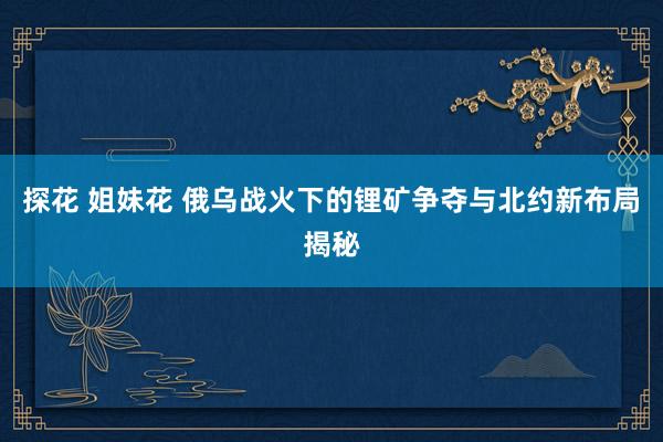 探花 姐妹花 俄乌战火下的锂矿争夺与北约新布局揭秘