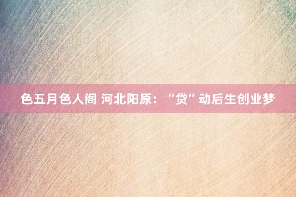 色五月色人阁 河北阳原：“贷”动后生创业梦