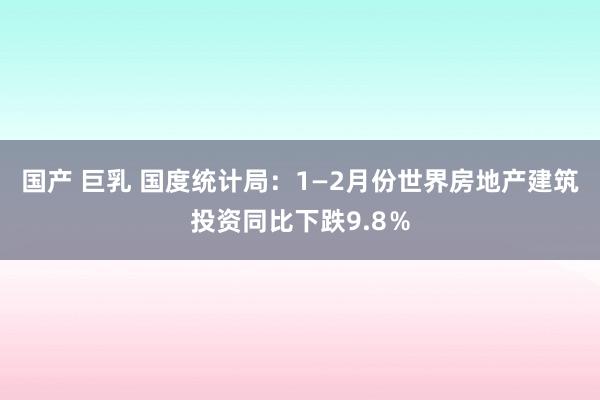 国产 巨乳 国度统计局：1—2月份世界房地产建筑投资同比下跌9.8％