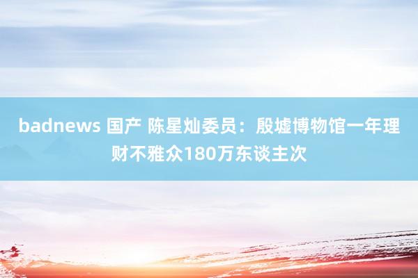 badnews 国产 陈星灿委员：殷墟博物馆一年理财不雅众180万东谈主次