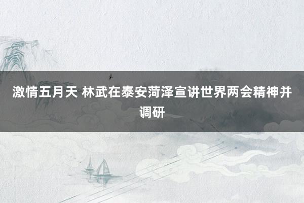 激情五月天 林武在泰安菏泽宣讲世界两会精神并调研