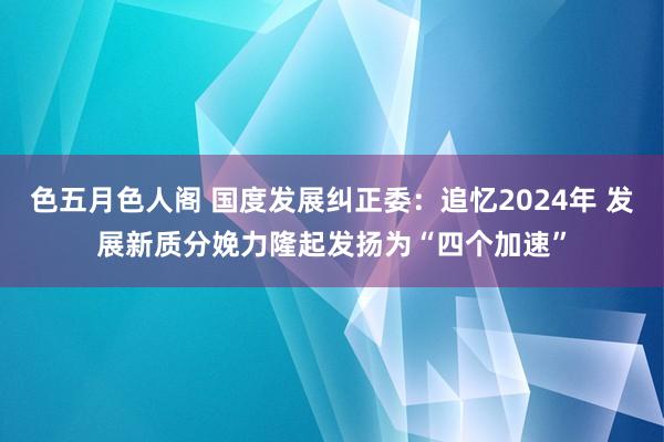 色五月色人阁 国度发展纠正委：追忆2024年 发展新质分娩力隆起发扬为“四个加速”