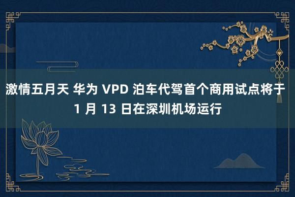 激情五月天 华为 VPD 泊车代驾首个商用试点将于 1 月 13 日在深圳机场运行