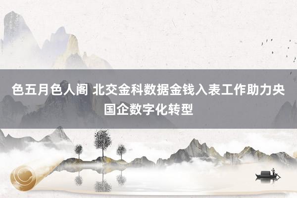 色五月色人阁 北交金科数据金钱入表工作助力央国企数字化转型