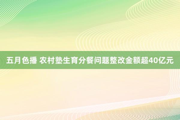 五月色播 农村塾生育分餐问题整改金额超40亿元