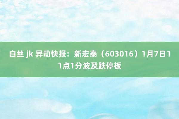 白丝 jk 异动快报：新宏泰（603016）1月7日11点1分波及跌停板