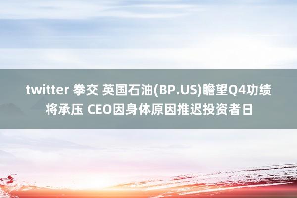 twitter 拳交 英国石油(BP.US)瞻望Q4功绩将承压 CEO因身体原因推迟投资者日