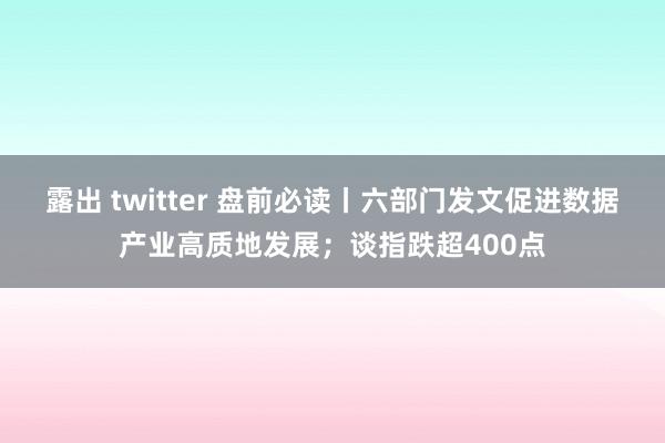 露出 twitter 盘前必读丨六部门发文促进数据产业高质地发展；谈指跌超400点