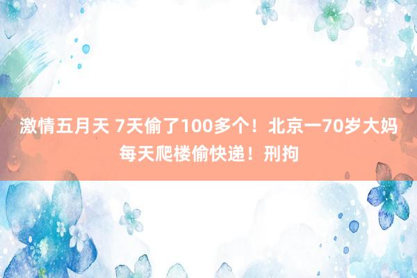 激情五月天 7天偷了100多个！北京一70岁大妈每天爬楼偷快递！刑拘